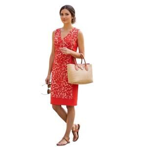 Joseph Ribkoff Orange Sleeveless V-Neck Bodycon Sheath Dress Size 4